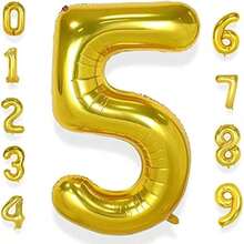1pc Golden 40inch 0-9 Number Balloons With Straw Valentines Wedding Anniversary Graduation Merry Christmas Halloween Happy Birthday Party Decoration Foil Helium Number Balloon Balloon - Gold - View 1