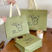 10pcs/Caramel Colored Non-Woven Fabric Clothing Store Tote Bag, Shopping Tote Gift Bag Summer Cooling,Beach,Travel