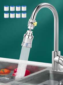 1 Set/8 Pcs Home Faucet Water Filter, 9th Gen Filtration Tap, PP+ABS Material, Kitchen Faucet Water Purifier, 360° Universal Rotation Filter With Cartridge, Suitable For Kitchen & Bathroom