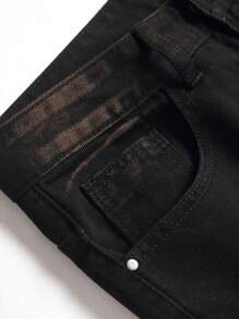 1pc Men's Black Street Style Comfortable Casual Jeans, Spring & Summer, Suitable For City Walking & Outdoor Activities