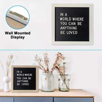 10x10 inch vilten letterbord, decoratief houten verwisselbaar alfabetbord, 147 letters en cijfers, schoolbord voor thuisgebruik