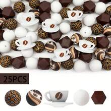 95 pezzi di perline in silicone a tema caffè 3D, perline in silicone all'ingrosso includenti tazza di caffè e perline a forma di sacchetto di caffè, perline in silicone rotonde multicolore da 15mm e perline in silicone rotonde di colore solido, e perline in silicone esagonali da 14mm e perline in silicone a forma di fagiolo da 12mm, per realizzare portachiavi, gioielli per collane, artigianato fai-da-te per quaderni