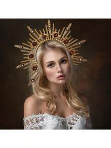 Diadema de corona para mujer, tocado de diosa para cosplay, diadema para fiestas de disfraces y bodas, diadema, aro para el cabello