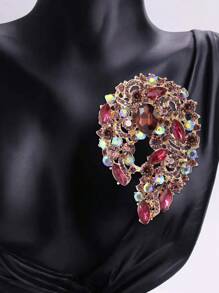 Broche de flor de cristal grande y elegante para mujer, adecuado para usar con vestido, traje, sombrero, zapatos, pañuelo con flor