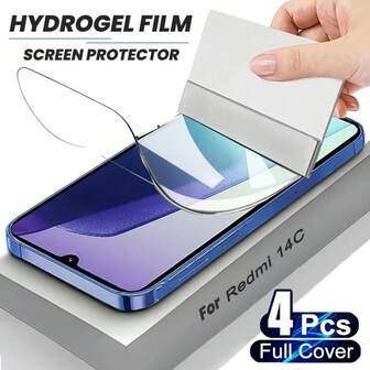 4Pcs Hydrogel TPU Film For Xiaomi14 Redmi Note 14 13 Pro 12 11 11S 10 10S Redmi 14C 13 13C 12C 10A 10C 9C 9A 9 9T High Definition Screen Protector - Bubble-Free Full Screen Protection High Transparency Anti-Scratch Easy Installation Gift For Birthday, Family, Friends Phone Screen Protector, Phone Accessories Waterproof Shockproof Anti-Fall Anti-Fall Anti-Fingerprint