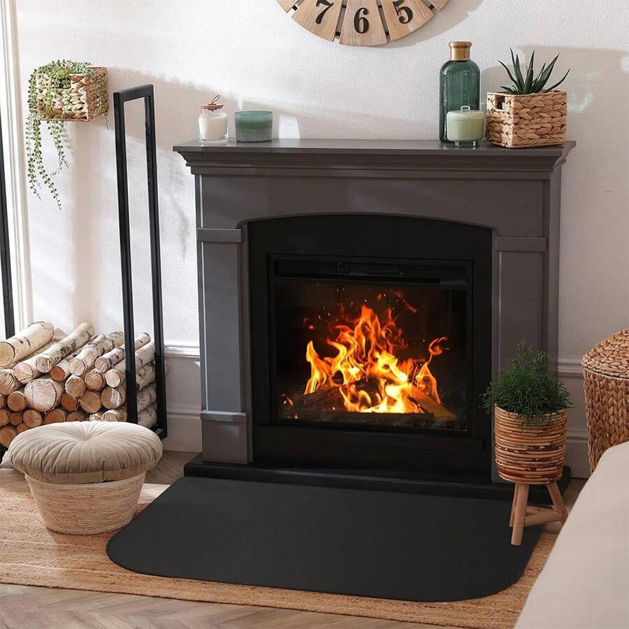 1 pezzo Tappeto per focolare, tappeto per barbecue, tappeto per feste, resistente al fuoco, impermeabile agli oli, isolante termico, con bordi
