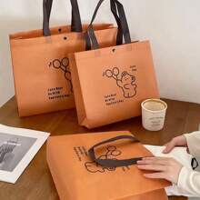 10pcs/Caramel Colored Non-Woven Fabric Clothing Store Tote Bag, Shopping Tote Gift Bag Summer Cooling,Beach,Travel