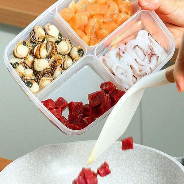 1pc Freezer Storage Box With Divider, Meat Frozen Food Preservation Container