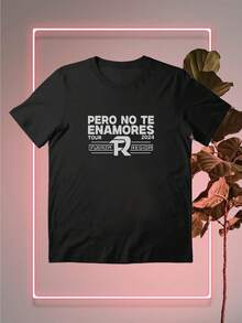 Camisa de T - Shirt Estilo Urbano - Promocional de "Pero No Te Enamores Tour 2024" de Fuerza Regida con Algodón 100% Puro de 220g - Negro - Ver 2