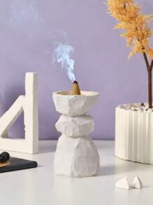 1pc Resin Realistic Stone Incense Burner, Faux Rock Statue, Multi-Purpose, Suitable For Home Decor, Living Room, Bedroom, Study, Foyer Table Decor Incense Holder