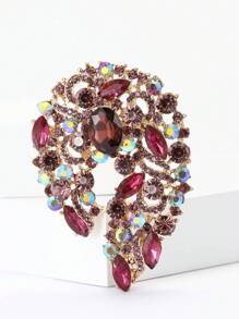 Broche de flor de cristal grande y elegante para mujer, adecuado para usar con vestido, traje, sombrero, zapatos, pañuelo con flor