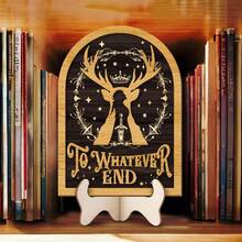 ACOTAR Velaris City Of Starlight Wooden Bookend Sign - Elegant Fantasy Bookshelf Decor With Engraved Deer Silhouette & Starry Design, Perfect Gift For Book Lovers, Home Or Office Decoration, Book Decor - Multicolor - View 2