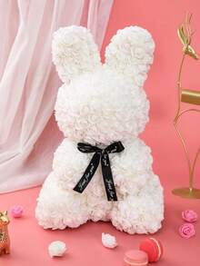 1pc Rabbit Shaped Preserved Flower Bouquet, Easter-Themed Rabbit Flower Arrangement For Room Decor Or Gift - Multicolor - View 4