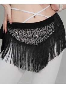 Middle Eastern Style Sequin Fringe Hip Scarf Waist Chain, An Exquisite Decorative Piece That Shines At Festivals And Carnivals, Showcasing A Unique Style