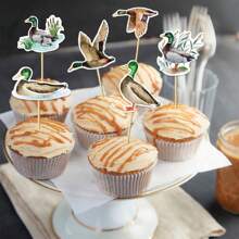 12/24 PEÇAS Toppers de Cupcake de Caça a Patos, Decoração de Festa de Aniversário de Pato, Decorações de Chá de Bebê com Tema Pato, Suprimentos para Festa, Decorações de Bolo com Tema de Pato para Festa de Aniversário, Suprimentos de Festa de Aniversário