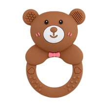 Silikonowa grzechotka do żucia w kształcie misia, miękka, dostępna w wielu kolorach