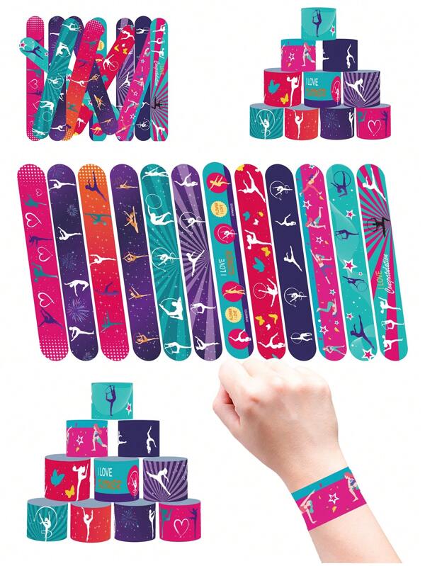 36PC / 24PC / 12pcs New Rhythmic Gymnastics Snap - On Bracelets. Sports-Themed Decorative Wristbands. They Are Perfect For Use As Gifts And For Wearing At Parties. Themed Party Bracelets. Suitable For Birthdays, Parties, Classroom Decorations, And Classroom Rewards. Party Decorations | Themed Party Decorations