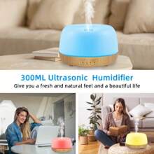 300ml Essential Oil Diffuser, UltrasonicAromatherapy Oil Humidifier With Remote Control And 7 Colors Lights 2 Mist Mode For Home
