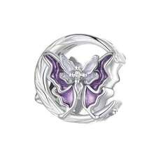 1 Pc Purple Series With Beads, Love & Flower & Bow & Castle & Mermaid & Star & Moon & Pearl Pendant Beads For DIY Bracelet/Necklace Wear, Explosive Jewelry To Make Birthday Daily Jewelry Gifts - Silver - View 13