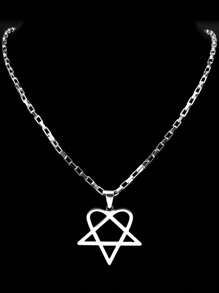 Colar em Aço Inoxidável com Estrela Heartagram em Estilo Hip Hop Rock para Mulheres e Homens, Corrente de Metal Preto de Banda Gótica Punk de Y2K