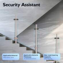 SENDERPICK Stair Railing Glass Clamps Corner 110cm Railing Post Stainless Steel Balustrade Middle Post - Silver - View 8