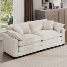 Corduroy Loveseat Couch,Modern 2 Seater Cloud Couches For Living Room,Modular Sectional Cloud Sofas With Deep Seat,Large Love Seat For Small Spaces,Apartment,Office. (Beige, 2 Seater) - 米色 - 查看 1