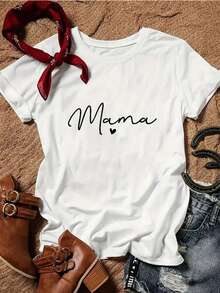 Camiseta de Manga Curta com Gola Redonda e Estampa de Letra Casual de Verão - Branco - Visão 1