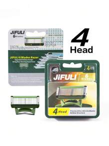 jifuli Lâminas de Barbear de Alta Qualidade para Homens, 6 Camadas, Aço Inoxidável da Alemanha, Lâminas de Barbear Manuais, Cabeça de Corte Substituível