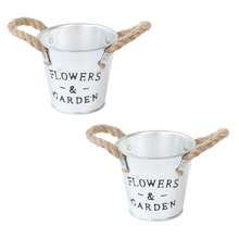 2pcs Small Iron Bucket Flower Pot, Gardening Decorative Iron Tin Bucket Vase For Succulent, Fresh Flowers, And Dried Plants, Suitable For Plant Cultivation
