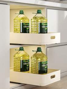 Metal Kitchen Pull-Out Drawer, Carbon Steel Kitchen Cabinet Drawer Pull-Out Cabinet Organizer For Tableware Dishes Bowls, No Drilling Under Sink Shelf For Cabinet Cupboard