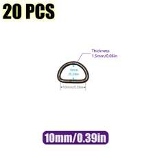 20 pièces/paquet Boucle de connexion en métal D Ring pour ceinture, sangle de sac à main, accessoire de sac, chaussure, DIY, couture. Tailles : 10/12/15/20/25/32/38 mm