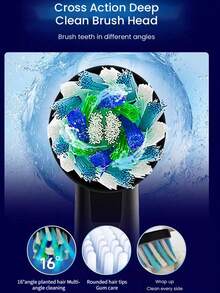 Oral-B Pro Ultra 电动牙刷 Pro 4，压力传感器，每分钟 48,800 次振动，2 分钟计时器，30 秒提醒，4 种模式，3 个刷头 - 彩色 - 查看 6