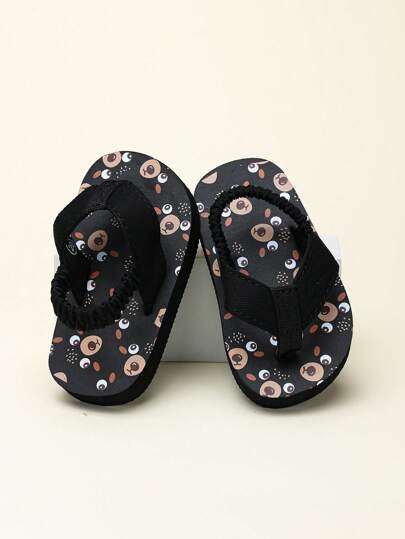 1 Pair Cute Printed Comfortable Non-Slip Slip-On Flip Flop Sandals, Outdoor Shoes For Kids