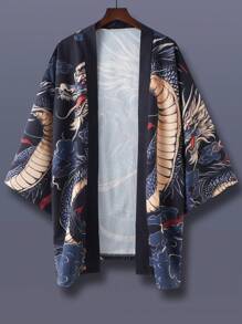 Loose Style Bohemian Kimono Cover Up, Floral Printed Casual Beach Shawl, Street Fashion Holiday Wear, Lightweight Breathable Summer Thin Outwear