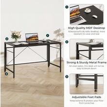 Folding Desk 110 X 50cm Writing Computer Desk Foldable Table Space Saving Home Office Desk Easy Assembly Black - Black - View 3