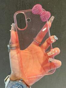 1个闪亮亮片水钻透明保护壳，兼容 17/16 Pro Max/14/12/13/XR/11/11 Pro Max；创意防震保护套，兼容 15/X系列；防滑手机保护壳 - 粉紅色透明 - 查看 2