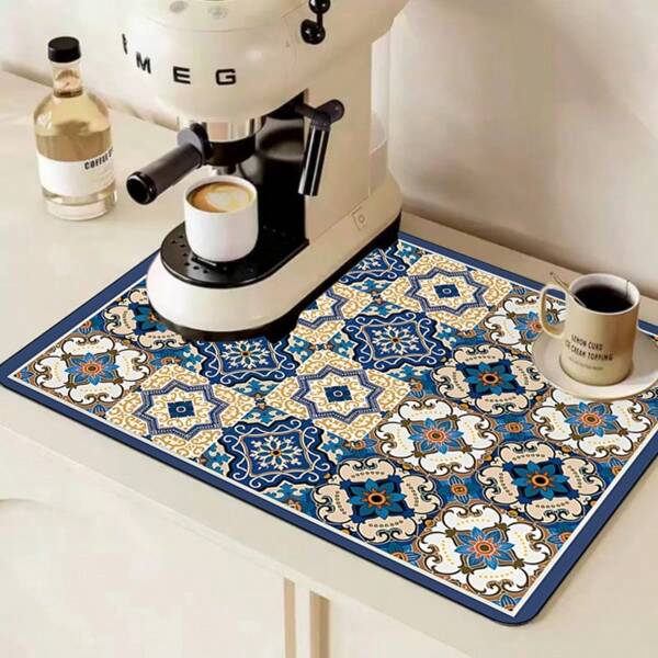 1 Pieza Alfombra de secado de cocina a cuadros vintage: Durable, resistente a la suciedad, absorbente, protege y mejora la decoración de la lavandería y la cocina, fácil de limpiar, decoración del hogar multifuncional