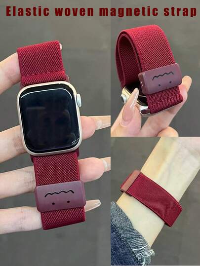 透气尼龙磁扣编织表带，适用于 10 9 8 7 6 5 4 3 SE Ultra 系列，38/40/41/42/44/45/46/49 毫米，舒适的创意运动表带，适合日常佩戴
