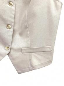 Plus Size Women Casual Linen Short Suit Vest Jacket, Wiosna/Lato