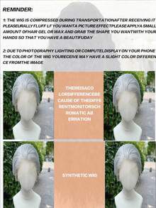 Short Gray & Black Bob Cut Synthetic Lace Front Wig For Women & Men Costume/Cosplay, Lightgray No Glue 13x4 Lace Front Wig - Multicolor - View 10