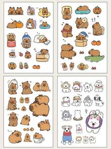 STARTTOOS 4 piezas de tatuajes temporales con diseño minimalista de hámster lindo y de dibujos animados, tatuajes DIY para muñeca, hombro, cuello, clavícula y Body - Multicolor - Ver 2