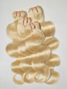 HJ WEAVE BEAUTY 613 Blonde Colored Body Wave Human Hair Weave Bundles Hair Weft Virgin Brazilian Hair Extensions For Women Double Drawn Weft Sew In Bleach And Dye Friendly 14-26 Inch Heat Resistant - S613 - 查看 5