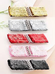 1 件/5 件女式美人鱼鳞片亮片松紧腰带，休闲时尚，搭配连衣裙、舞蹈服装，适合夜总会派对、音乐节、舞台表演、角色扮演、节日礼物 - 彩色 - 查看 12