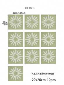 10pcs Tile Stickers Matte Texture Home Decal Vintage Waterproof Removable Mural Decor Peel Stick DIY Bathroom Kitchen Decoration -15*15cm,20*20cm