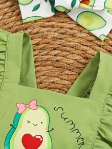 Pelele de volantes con estampado de aguacate para bebé niña