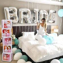 Una caja de globo blanca con 4 letras que se puede usar para fiestas, fondos de fotografía de juegos, temporada de graduación, props de fotos, decoraciones de boda y fiestas de cumpleaños. Las letras se pueden combinar libremente. - Blanco - Ver 5