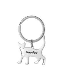 1 Peça Chaveiro de Aço Inoxidável Personalizado - Escolha a Fonte Adequada, Presente Gravado para Proprietários de Animais, Presente para Amigos, Pode Personalizar o Nome do Animal de Estimação