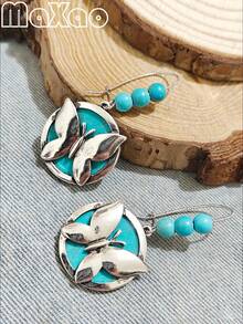 Women's Turquoise Vacation Beach Style Earrings, Suitable For Daily Wear - Beach Style Turquoise Earrings - View 8