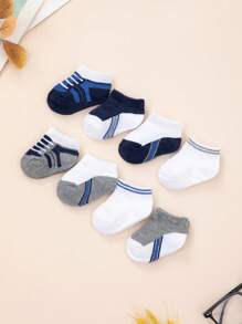 Șosete sport ultra moi pentru bebeluși și copii - pachet de 10 șosete anti-alunecare cu dungi și blocate de culoare pentru copii mici | Respirabil și confortabil