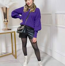 Women's Cold Weather Blouse Turtleneck Knitted Sweater - 紫羅蘭色 - 查看 3